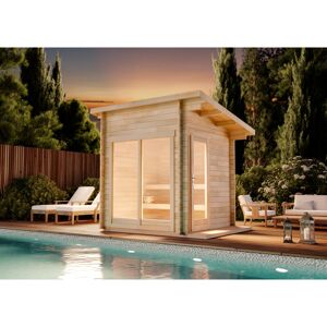 Sauna extérieur FinnTherm Lizzy XS Naturel , 40 mm Épaisseur de paroi 278 x 228 cm - Naturel - Publicité