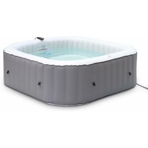 Sweeek - Spa gonflable carré mspa - Fjord 6 - 6 places - Anthracite - Système anti-gel - Désinfection uvc - Bâche - 185cm - pvc - Pompe - Chauffage - Gonfleur - Filtre - Anthracite - Publicité