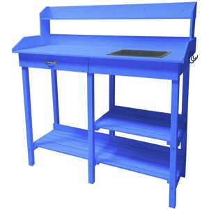 Habrita Foresta - Table multiusages lasurée tab 1105 couleur bleue utilisable en table rempotage ou table cuisine 117x45x121cm - Publicité