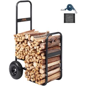 MOPHORN Vevor - Chariot Transport Bois de Chauffage Charge 113,4 kg Chariot de Buches de Bois Acier 67x52x110 cm Range Buche Interieur avec Roues Gonflables - Publicité