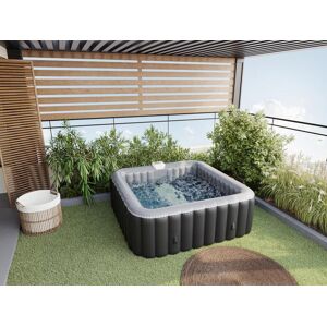 Vente-unique.com Spa gonflable carré 6 places - L185 x P185 x H65 cm - 140 buses d'air - Noir et gris - B-COSY II