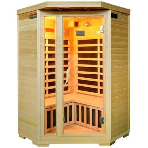 Vente-unique.com Sauna Infrarouge 3/4 places d'angle Gamme prestige ARVIKA II - 120x56x120x H190 cm - 2100W