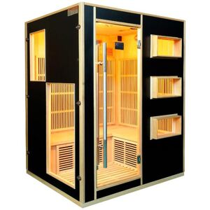 Vente-unique.com Sauna Infrarouge 3/4 places Gamme prestige MIKELI III - L150*P130*H190cm - 2300W - Noir