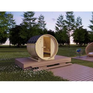 Vente-unique.com Sauna d'extérieur 4 places avec poêle 6KW - L185 x P180 x H190 cm - ISOKYRO