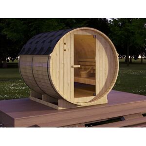 Vente-unique.com Sauna d'extérieur 6 places avec poêle 8KW - L185 x P220 x H190 cm - ISOKYRO