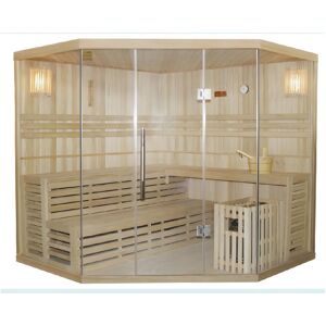 Vente uniquecom Sauna Traditionnel Finlandais dangle 45 places vitre Gamme prestige IMATRA L220P220H210 cm