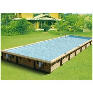 Ubbink Piscine bois Linéa 11,00 x 5,00 x 1,40 m - Liner bleu - - Publicité