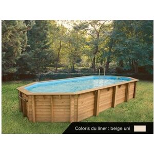 Ubbink Piscine bois Océa 8,60 x 4,70 x 1,30 m - Liner beige - - Publicité