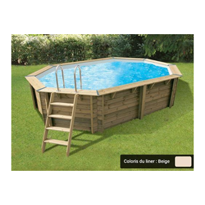 Ubbink Piscine bois Océa 5,50 x 3,55 x 1,20 m - Liner beige - - Publicité