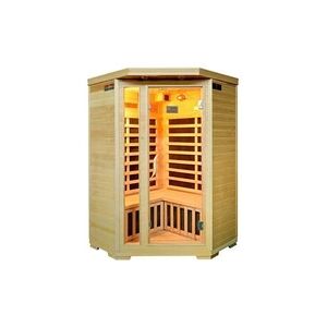 Vente-Unique.com Sauna Infrarouge 3/4 places d'angle Gamme prestige ARVIKA II - 120x56x120x H190 cm - 2100W - Publicité