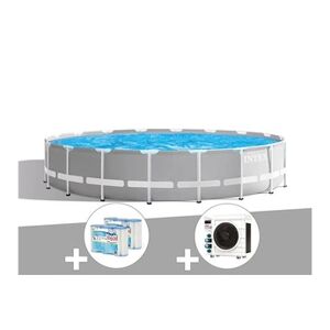 Intex Kit piscine tubulaire Prism Frame ronde 5,49 x 1,22 m + 6 cartouches de filtration + Pompe à chaleur - Publicité
