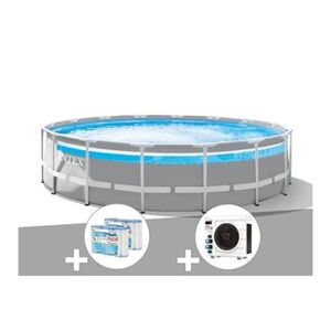 Intex Kit piscine tubulaire Prism Frame Clear Window ronde 4,88 x 1,22 m + 6 cartouches de filtration + Pompe à chaleur - Publicité