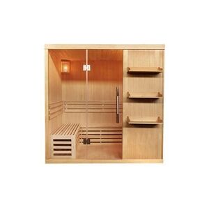 Vente-Unique.com Sauna traditionnel Finlandais 4/5 places FABORG vitré avec étagères - 200x180x200 - Publicité