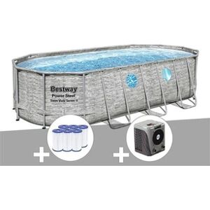 Bestway Kit piscine tubulaire ovale Power Steel SwimVista avec hublots 5,49 x 2,74 x 1,22 m + 6 cartouches de filtration + Pompe à chaleur - Publicité