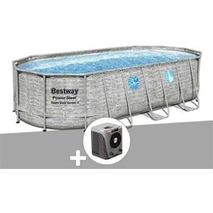 Bestway Kit piscine tubulaire ovale Power Steel SwimVista avec hublots 5,49 x 2,74 x 1,22 m + Pompe à chaleur - Publicité