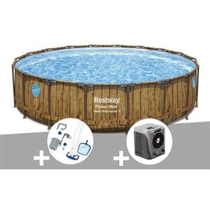 Bestway Kit piscine tubulaire ronde Power Steel avec hublots 5,49 x 1,22 m + Kit d'entretien Deluxe + Pompe à chaleur - Publicité