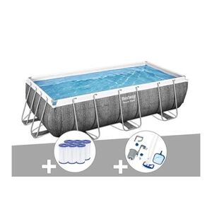 Bestway Kit piscine tubulaire rectangulaire Power Steel 4,04 x 2,01 x 1,00 m + 6 cartouches de filtration + Kit d'entretien Deluxe - Publicité
