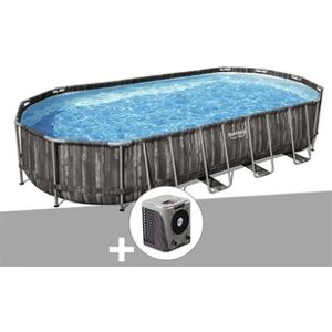 Bestway Kit piscine tubulaire ovale Power Steel décor bois 7,32 x 3,66 x 1,22 m + Pompe à chaleur - Publicité