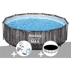 Bestway Kit piscine tubulaire ronde Steel Pro Max décor bois 3,66 x 1,00 m + Kit d'entretien Deluxe + Bâche de protection - Publicité