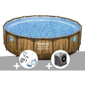 Bestway Kit piscine tubulaire ronde Power Steel avec hublots 4,88 x 1,22 m + Kit d'entretien Deluxe + Pompe à chaleur - Publicité