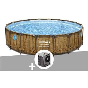 Bestway Kit piscine tubulaire ronde Power Steel avec hublots 5,49 x 1,22 m + Pompe à chaleur - Publicité