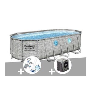 Bestway Kit piscine tubulaire ovale Power Steel SwimVista avec hublots 5,49 x 2,74 x 1,22 m + Kit d'entretien Deluxe + Pompe à chaleur - Publicité