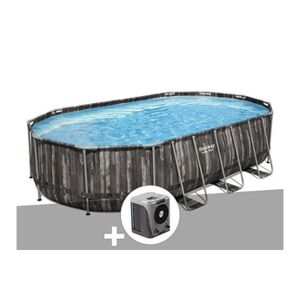 Bestway Kit piscine tubulaire ovale Power Steel décor bois 6,10 x 3,66 x 1,22 m + Pompe à chaleur - Publicité