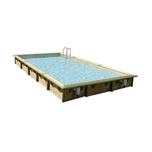 Ubbink Piscine bois Linéa 8,00 x 5,00 x 1,40 m - Liner beige - - Publicité