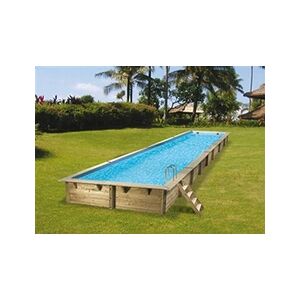 Ubbink Piscine bois Linéa 15,50 x 3,50 x 1,55 m - Liner bleu - - Publicité