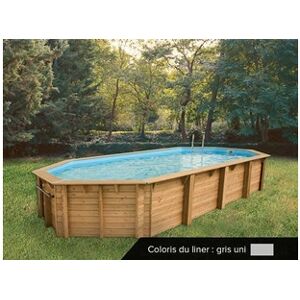 Ubbink Piscine bois Océa 8,60 x 4,70 x 1,30 m - Liner gris - - Publicité