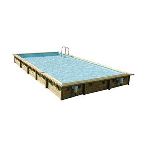 Ubbink Piscine bois Linéa 8,00 x 5,00 x 1,40 m - Liner bleu - - Publicité