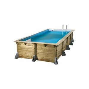 Ubbink Piscine bois Azura 5,05 x 3,50 x 1,26 m - Liner bleu - - Publicité