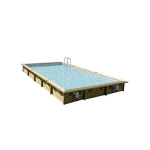 Ubbink Piscine bois Linéa 8,00 x 5,00 x 1,40 m - Liner gris - - Publicité