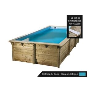 Ubbink Piscine bois Sunwater 5,55 x 3,00 x 1,40 m - Liner bleu + Kit margelles - - Publicité