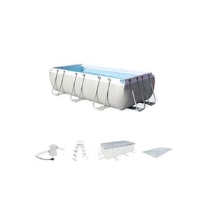 Bestway Kit grande piscine tubulaire - Topaze grise - piscine rectangulaire 4x2m avec pompe de filtration bâche de protection tapis de sol et échelle piscine - Publicité