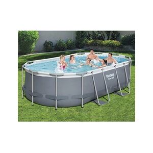 Bestway - Power Steel - Piscine tubulaire avec pompe de filtration et échelle de piscine - 427x250x100 cm - Rectangulaire - Publicité