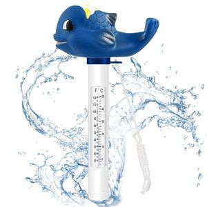 Thermomètre de piscine flottant facile à lire ¿ Thermomètre de température de l'eau de piscine requin de grande taille, accessoires de piscine pour piscines extérieures et intérieures - Publicité
