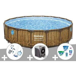 Kit piscine tubulaire ronde Bestway Power Steel avec hublots 5,49 x 1,22 m + Kit de traitement au chlore + Kit d'entretien Deluxe + Pompe ? chaleur - Publicité