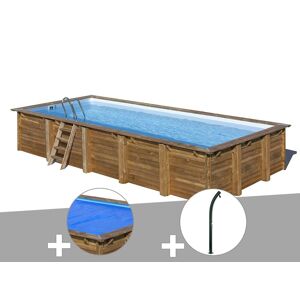 Gre Kit piscine bois Gré Braga 8,15 x 4,20 x 1,46 m + Bâche à bulles + Douche - Publicité