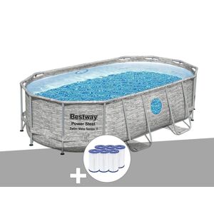 Kit piscine tubulaire ovale Bestway Power Steel SwimVista avec hublots 4,27 x 2,50 x 1,00 m + 6 cartouches de filtration - Publicité