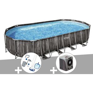 Kit piscine tubulaire ovale Bestway Power Steel décor bois 7,32 x 3,66 x 1,22 m + Kit d'entretien Deluxe + Pompe à chaleur - Publicité