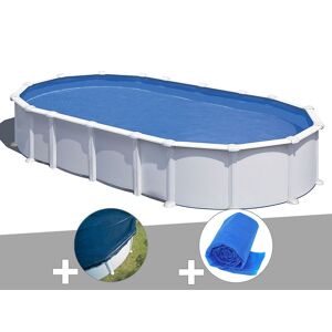 Gre Kit piscine acier blanc Gré Atlantis ovale 10,20 x 5,75 x 1,32 m + Bâche hiver + Bâche à bulles - Publicité