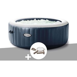 Kit spa gonflable Intex PureSpa Blue Navy rond Bulles 4 places + Kit d'entretien - Publicité