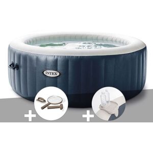 Kit spa gonflable Intex PureSpa Blue Navy rond Bulles 6 places + Kit d'entretien + Porte-verre - Publicité