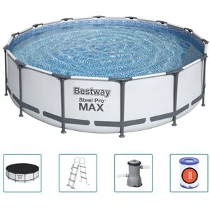 Bestway - Steel Pro MAX - Piscine tubulaire avec pompe de filtration et accessoires - 427x107 cm - Ronde - Publicité