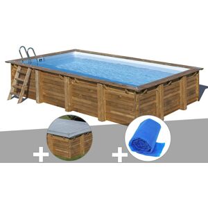 Gre Kit piscine bois Gré Mango 6,18 x 3,20 x 1,33 m + Bâche hiver + Bâche à bulles - Publicité