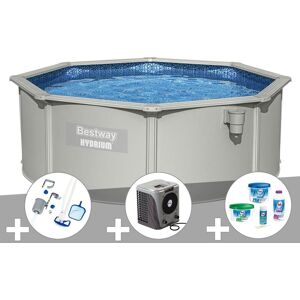 Kit piscine acier ronde Bestway Hydrium 3,60 x 1,20 cm + Kit de traitement au chlore + Kit d'entretien Deluxe + Pompe à chaleur - Publicité