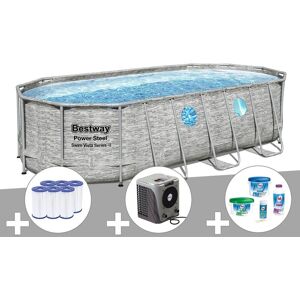 Kit piscine tubulaire ovale Bestway Power Steel SwimVista avec hublots 5,49 x 2,74 x 1,22 m + 6 cartouches de filtration + Kit de traitement au chlore + Pompe ? chaleur - Publicité