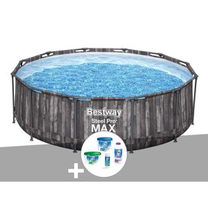 Kit piscine tubulaire ronde Bestway Steel Pro Max décor bois 3,66 x 1,00 m + Kit de traitement au chlore - Publicité