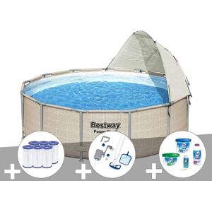 Kit piscine tubulaire ronde Bestway Power Steel 3,96 x 1,07 m + 6 cartouches de filtration + Kit de traitement au chlore + Kit d'entretien Deluxe - Publicité